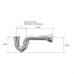 PTB0004 Brass P-Trap, 1-1/4" OD with Clean Out